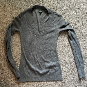 Express Grey V-Neck Sweater
